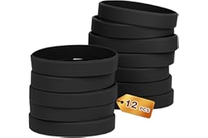 HONTIUS 12Pezzi Braccialetti In Gomma, Braccialetti In Silicone, Vuoto Elastici di Gomma per Uomo Donna Scuola Insegnante Squadra Festa Nero