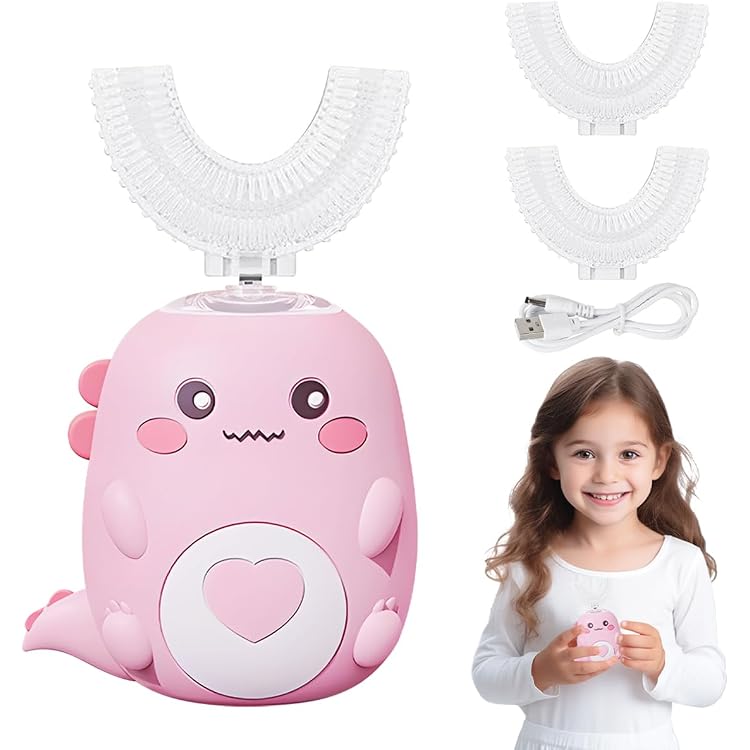 Brosse à Dents électrique Sonique Enfant En Forme De U - Animaux Mignons - Rechargeable USB - Neuf