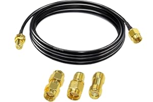 TUOLNK RG174 SMA - Cable coaxial macho a hembra RF de 6,6 pies (2 m) + 3 adaptadores de radio Ham, antena 3G 4G LTE, equipo SDR, ADS-B, GPS