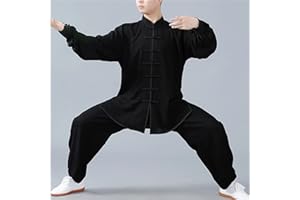 WoCOyo Tai Chi Anzug Freizeit Einfarbig Kampfkunst Anzug Unisex Sanft Baumwolle und Leinen Kung Fu und Tai Chi Uniform Traditionelle Chinesisch Kostüm für Meditation und Qigong