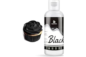 DECORROM Coloranti Alimentari Gel - Colorante Alimentare Gel per Cuocere, Torte Decorare, Macaron, Biscotti- Coloranti Alimentari Concentrati Insapore per Glassa, Fondente, Slime e Aerografo (Nero, 100ml)