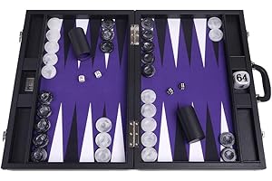 Wycliffe Brothers 21” Tournament Backgammon Set – Black Case with Purple Field - Masters Edition