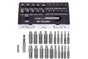 Treki 22 Stück Beschädigter Schraubenausdreher Profi Linksausdreher, HSS Gebrochene Schrauben Entferner Extraktor Kit mit 6,35 mm Bithalter, Schraubenlöser zum Entferner Abisolierte 2-12mm Schrauben