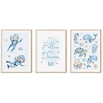 einBaby123® Lot de 3 iages du onde sous-arin pour chabre d'enfant