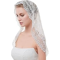 Velo Di Pizzo Chiesa BEAUTELICATE - Mantilla Per Sposa, Messa, Bianco O Nero, 120cm Con Clip - Foto 6