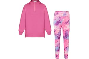 GRACE KARIN Mädchen Hoodie Leggings Set Casual Langarm Sweatershirt + Bedruckte Skinny Hose für 6-14 Jahre