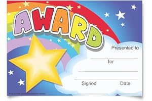 STICKER STOCKER 30 Rainbow Award certificates for school teachers, A5 silk finish card