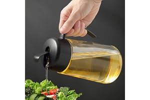 LANDHOPE Auto Flip Oil Dispenser Bottle Olive Oil Dispenser Bottle with Automatic Cap No Drip Condiment Dispensing Cruet Container Drip-Free & Spill-Free Spout Non-Slip Handle for Kitchen Cooking (34oz/1L)