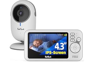 TakTark Camara Vigilancia Bebe, 4.3'' Vigilabebes Inalámbrico, Monitor con Visión Nocturna, VOX, Comunicación Bidireccional, Sensor de Temperatura, Sin Interferencias de Luz, Sólo Movimiento