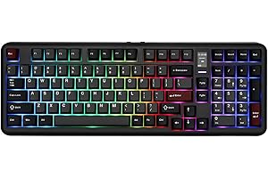 MechLands Vibe99 - Teclado inalámbrico para videojuegos con pantalla de 1,06 pulgadas, 100 teclas, teclado cremoso intercambiable en caliente con BT5.0/2.4 GHz/USB-C, acolchado de 5 capas, RGB, NKRO