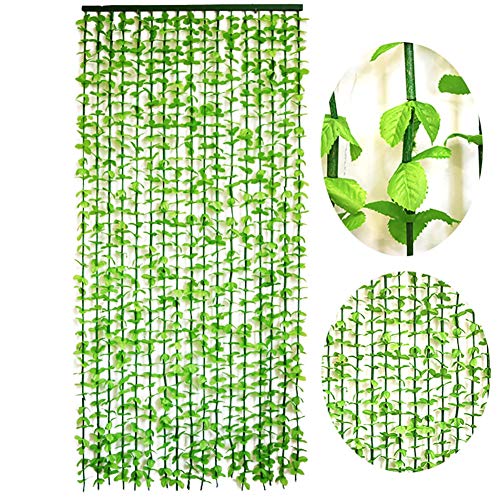 GuoWei 17 Stränge Tür Vorhang Holz Strings Kunststoff Blätter für Raumteiler Dekor für Türöffnung Durchgang (Color : Green, Size : 90x200cm)