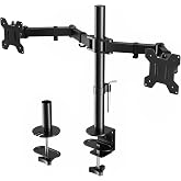 BONTEC Dubbele Monitorstandaard voor 13-27 inch Schermen, Monitor Arm 2 Schermen in Hoogte Verstelbaar tot 430mm, Kantelbaar 