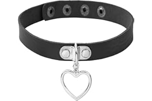 JJDreams Heart Gothic Choker Punk Rock Vintage Necklace Adjustable PU Leather Collar Necklace Goth Accessories for Women Men