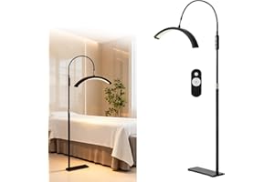 YUNJYI'S Lampadaire à Cils Demi-lune, Pliable et Rétractable Lampe pour Extension de Cils avec, 3000K-6000K,lampe esthetique professionnel pour tattoo (Lampadaire noir)