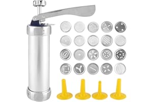 CIKONIELF Biscotti Biscuits Press Cutter Maker imposta Bakeware con 20 stampi per biscotti Biscuits Maker Press Machine 4 ugelli