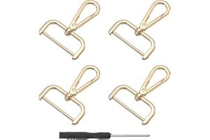 QUARKZMAN 4pz Ganci Girevoli con Moschettone, 38mm(1.5") Chiusura Girevole in Metallo, Ring a D Gancio a Scatto Staccabile Metallo con Cacciavite per Creazione Borse Portachiavi, Oro