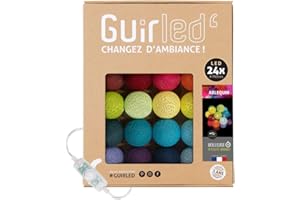GuirLED - Guirlanda luminoso a LED per batuffoli di cotone USB - Luce notturna per bambini 2h - Alimentatore doppio USB 2A incluso - 3 intensità - 32 sfere 2,4m - Arlequin