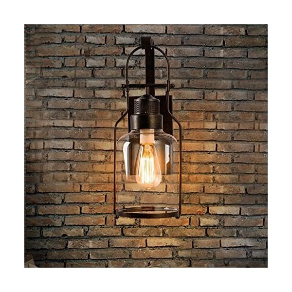 Creative Rural hallway bedroom bedside glass wall lamp retro style bar industrial lighting ( Color : Gray ) - Image 5