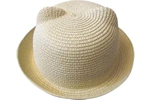 ISPCHEN Butterme Süße Katzenohren, Sommer, Strand, Sonnenhut, aufrollbare Krempe, Derby-Bowler, Eimerkappe für Babys, Jungen und Mädchen, beige, Einheitsgröße
