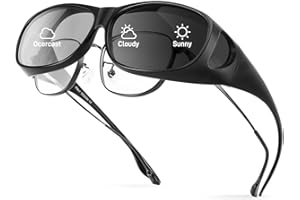Bloomoak Gafas polarizadas antirreflejos con protección UV 400 para hombres y mujeres, se ajustan sobre anteojos, para conducir, pescar, golf