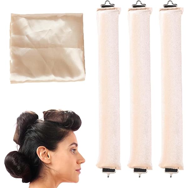 EnixwH 3er Set Lockenwickler Ohne Hitze – Samtband Mit Haken Für Mittellanges Haar, Über-Nacht-Locken, Braun