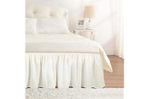 RIMELA Bettvolants Stoff Elastischer Bettrock Soft Brushed Mikrofaser Warmes Weiß Betthusse (140 x 200 x 45cm)