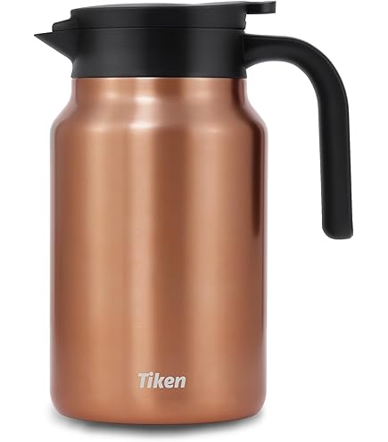 Thermos Century, roestvrij staal gematteerd 1 liter, glazen inzetstuk, schenkknop met één hand, isoleerkan houdt 12 uur warm, ideaal als koffiepot of theepot, kan voor 8 kopjes, roestvrij staal