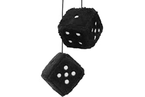 TELOOCO Dés de Voiture 1 Paire Cube en Peluche pour Voiture Pendentif de Rétroviseur 7cm Rétro Carrés Suspendus Dés de Voiture Pendentif Décoration Intérieure de Voiture (Noir)