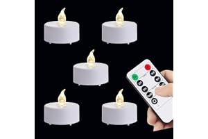 LED värmeljus med fjärrkontroll, 12-pack flimrande flamlöst ljus, långvarigt 400 + timmar, batteridriven, med timer för hemin