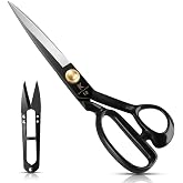 Homlynn Fabric Scissors 25.5cm - Tailor Scissors For Black Cut Fabric Clothing Leather Right Hand