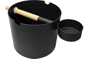 ‎KOLO SAUNA KOLO aus Finnland – “Kiulu & Kauha” Designerset Saunakübel & Kelle aus Aluminium/Bambus, schwarz