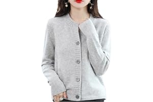 Bollrllr Women's Autumn and Winter Cashmere Sweater Cardigan Casual Round Neck Long-Sleeved Cardigan Warm Outdoor Top