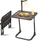 SAIJI Stable Folding Side Table, No Assembly Required, Metal Structure, Small Portable with Adjustable Height Dining Room, Id