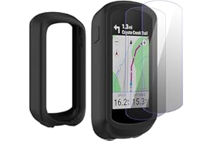 Moorovgi Coque de Protection Silicone +2 Pièces Verre Trempé Compatible avec Garmin Edge Explore 2,Film de Protection écran Protecteur GPS Accessoire Compteur Vélo pour Garmin Edge Explore 2 (Noir)