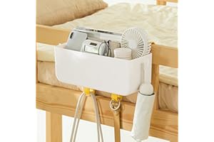 Poeland Bedside Hanging Storage Basket with Hooks Multi-function Organizer Caddy Remote Holder