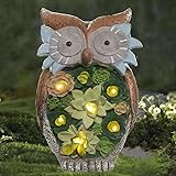 Solarlampe für außen Solar Eule Garten Solarleuchte Deko Sommer und Weihnachten, aus Kunstharz Gartenfigur Gartenleuchte LED,