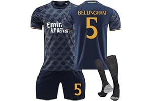 GENERISCH 23/24 R.Madrid Neue Saison Hause/Auswärts Fußball Trikots Shorts Socken Set für Kinder/Erwachsene, Nr.5 Bellingham, Nr.7 Vini jr, Fussball Jersey Trainingsanzug für Junge Herren