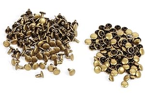 YOSOO HEALTH GEAR 100 Juegos de Remaches Artesanales de Cuero, Remache de Doble Tapa de 8x8mm, Reparaciones Artesanales de Cuero Metálico, Tachuelas, Decoración de Pinchos(Bronce)