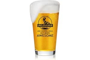 Joymaking Uncle Gifts, Unclesaurus Beer Pint Glasses Birthday Gifts for Uncle from Nephew Niece Uncle Fathers Day Gift Best Uncle New Uncle Gifts Beer Gifts for Christmas Baby Shower, 15 oz
