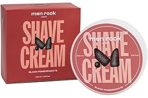 Men Rock Crema de Afeitar Granada Negra – Afeitado Húmedo de Lujo, Hidratación Profunda, Vegana y Cruelty-Free, Fragancia de Granada Negra y Pimienta Negra, 100ml