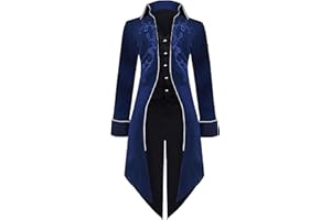 MVFEUIJ Abrigo gótico vintage para hombre, chaqueta steampunk medieval, estilo victoriano, renacentista, retro, vintage, bordado, fiesta de Halloween, cosplay, disfraz de pirata y vampiro para adultos