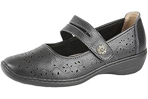 Boulevard Womens/Ladies Touch Fastening Perforated Bar Casual Leather Shoes