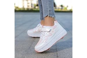 XRDSHY Roller Skate Shoes Retractable Roller Skates Skateboarding shoes for Boy Girl Shoes with Wheels Outdoor Sneakers Roller Shoes,Pink-EU37