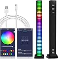 AURTEC RGB Music Rhythm Light, Voice Activated LED Light, RGB Sound Control Atmosphere Light, Upgraded 40 Bits Pick Up Light with App Control, for Gaming, Car, PC, TV, Party and More（One Piece,Black）