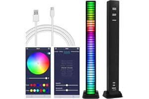 AURTEC Barra de luz inteligente RGB, luz LED activada por voz, barra de luz de sincronización de música RGB, actualizada 40 bits de colores con control de aplicación, para juegos, TV, fiesta y más. Negro