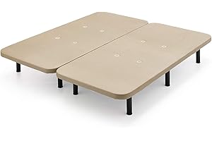 HOGAR24 ES Base tapizada 180 x 200 Reforzada con 12 Patas metálicas Alto 32 cm, tapizado 3D Color Beige + 4 válvulas de transpiración (2 Bases De 90cm con Abrazadera).