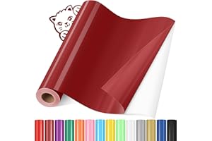 YAFLC Vinilo Adhesivo Rojo oscuro, 30.5 x 366 cm Vinilo Permanente Rollo para Cricut, Vinilo Adhesivo para Vidrio, Tazas de Café, Cerámica, Regalos de Bricolaje