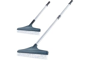 BERGMAN Artificial Grass Brush - Extendable 130cm Astro Lawn Rake - Artificial Lawn Broom with Soft Nylon Bristles - Lightweight Grass Cleaner for Fake Turf Telescopic Handle