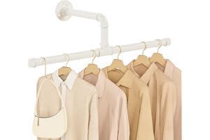 Yawinhe 51cm Appendiabiti per Tubo Industriale, Barra Attaccapanni Appesa a Parete Retrò, Rimovibile Appendino, per Spazio Stretto, Bianco, 1 Pack