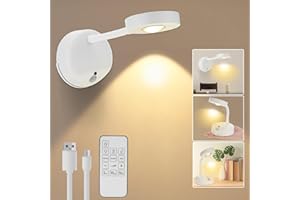 Ertisa Lampada da Parete a LED con telecomando e controllo tattile, Sensore di movimento 5 Livelli di luminosità 3 Temperatura colore Applique da parete interno Rotazione a 360° per Soggiorno Corridoi